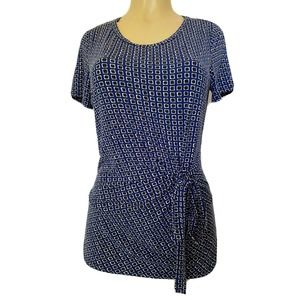 Weekend By Max Mara Top Blouse Shirt Jersey Knit Knot Short Sleeve Blue …